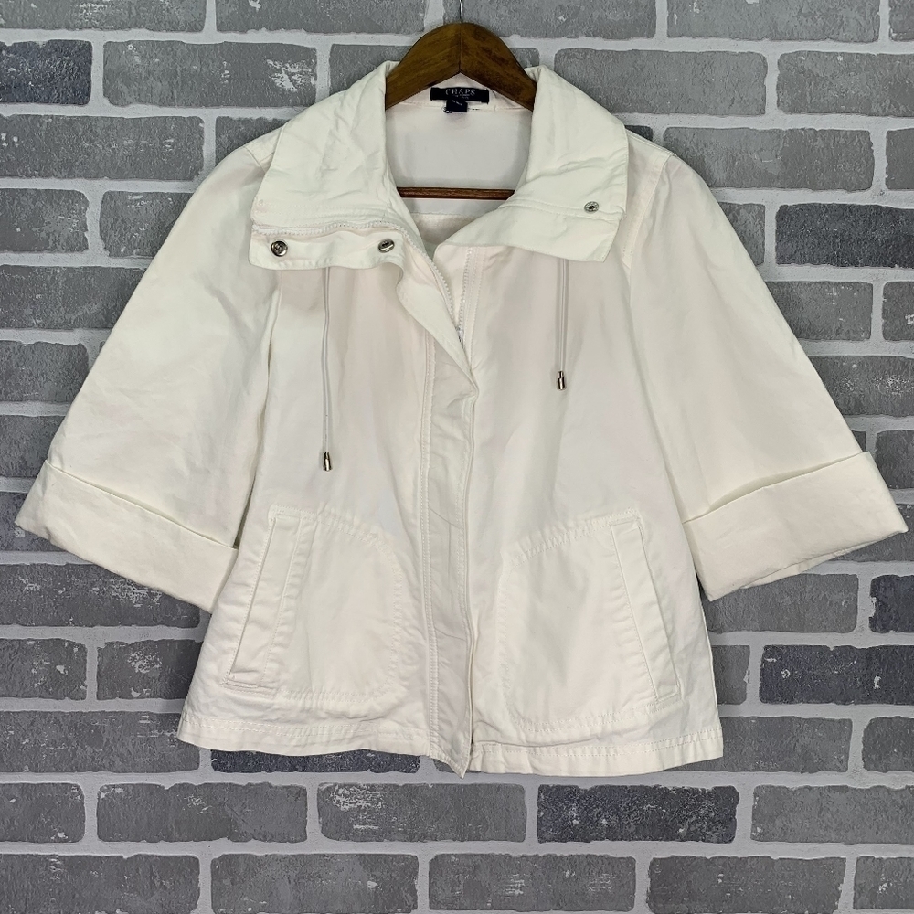 CHAPS 100% cotton white light jacket size small